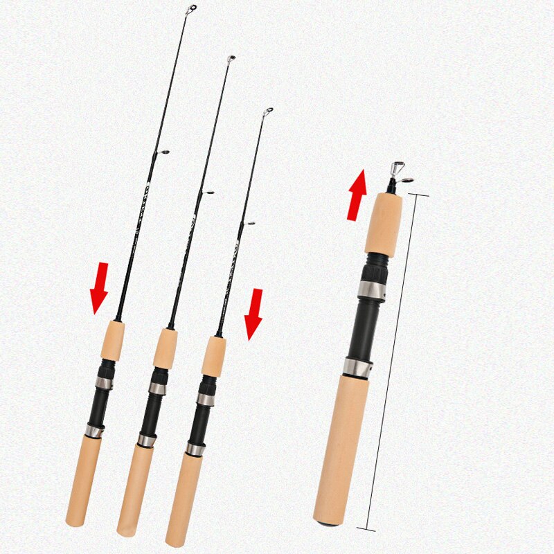 Straight handle winter fishing rod mini telescopic sliding raft rod boat pole ice fishing rod glass fiber telescopic rod