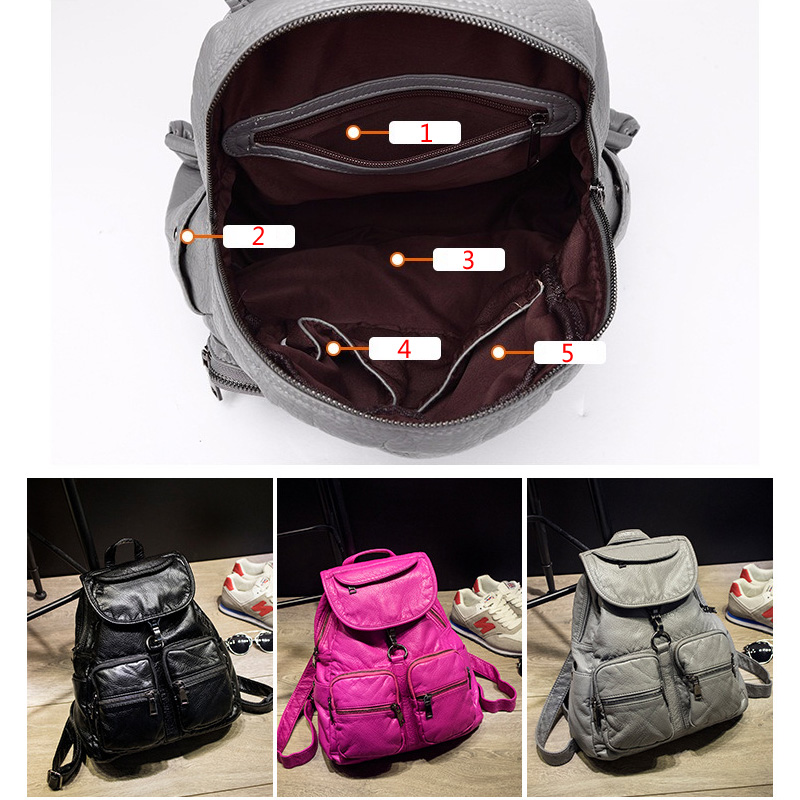 Weiche gewaschen leder rucksack für mädchen wasserdichte vintage rucksäcke frauen große multifunktions kühlen bagpack frauen