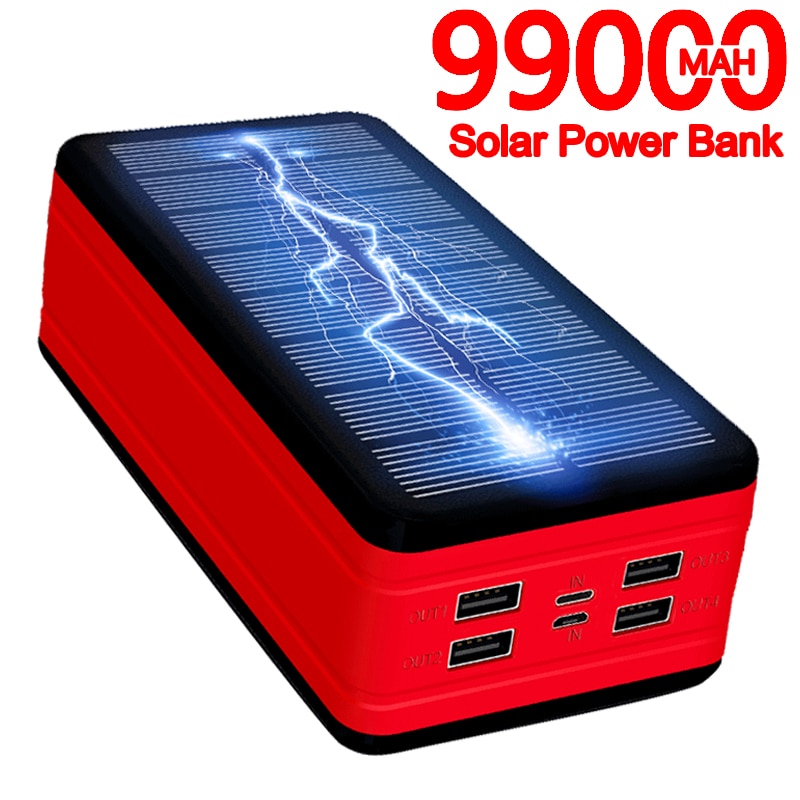 Solar Power Bank 99000mAh Große Kapazität Tragbare Ladegerät LED Wasserdichte Outdoor Poverbank für Iphone Xiaomi Samsung
