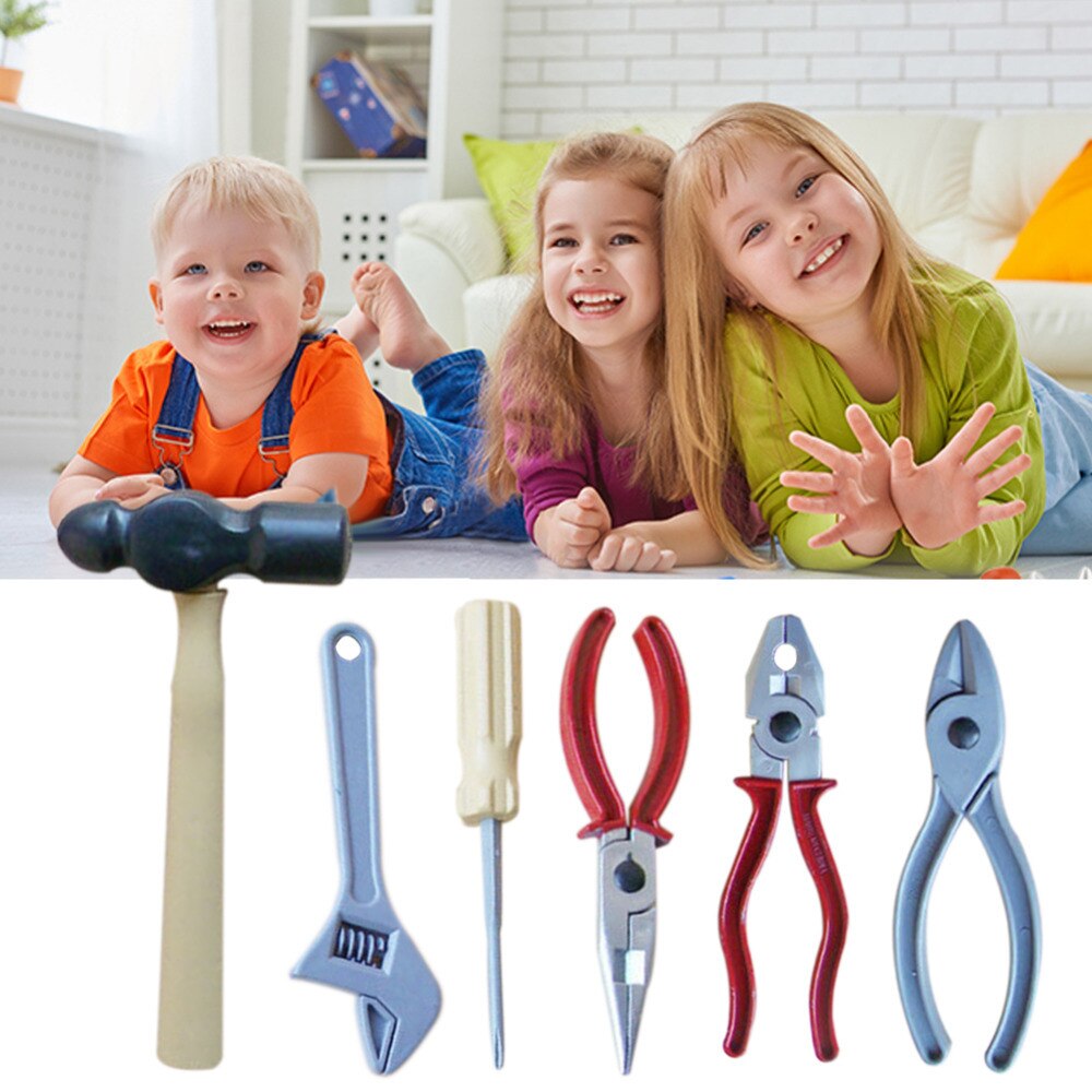 6 stk / sæt drengeværktøj børn hammertænger niptang simulation manuel vedligeholdelse reparationsværktøjssæt legetøj holdbart