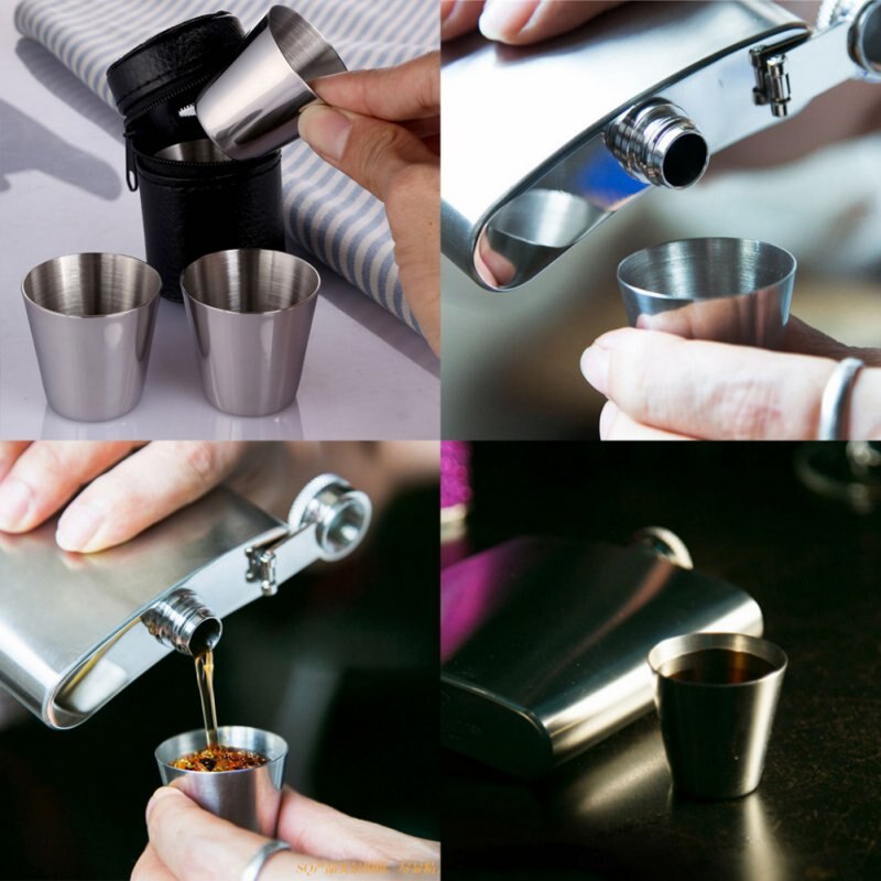 4/6Pcs/Set Travel Outdoor Practical Stainless Steel Cups Shots Set Glasses For Whisky Wine 30ml Portable Set With Case Ideal