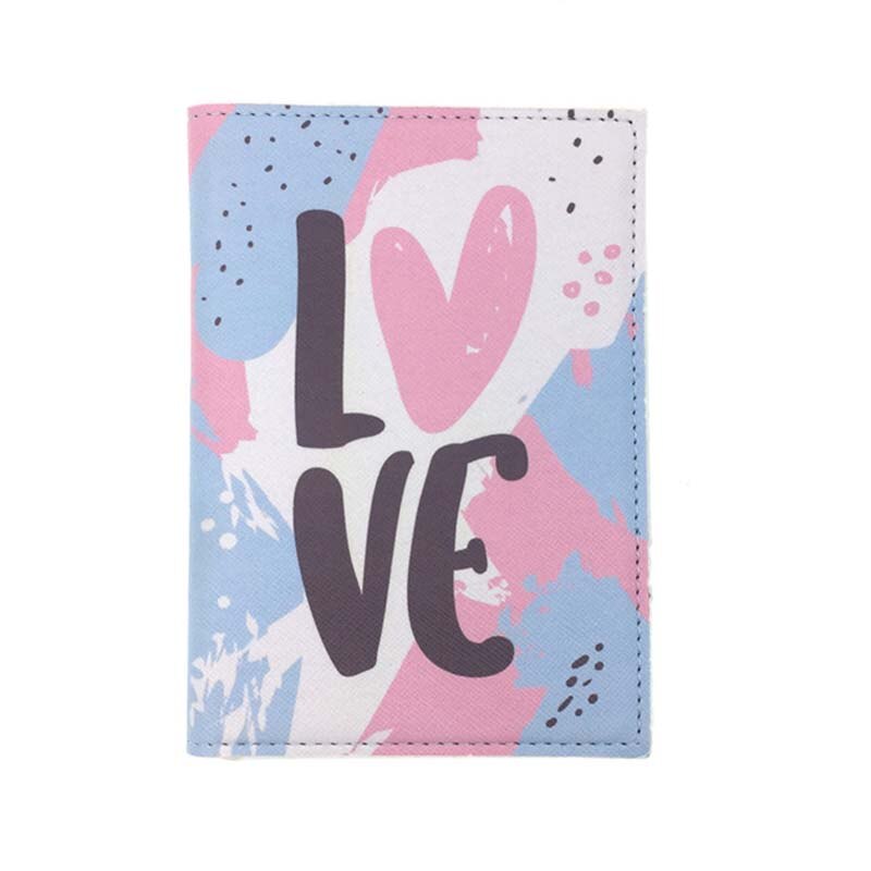 "I LOVE YOU" Travel Accessories Passport Holder PU Leather Travel Passport Cover Case Card ID Holders: 2