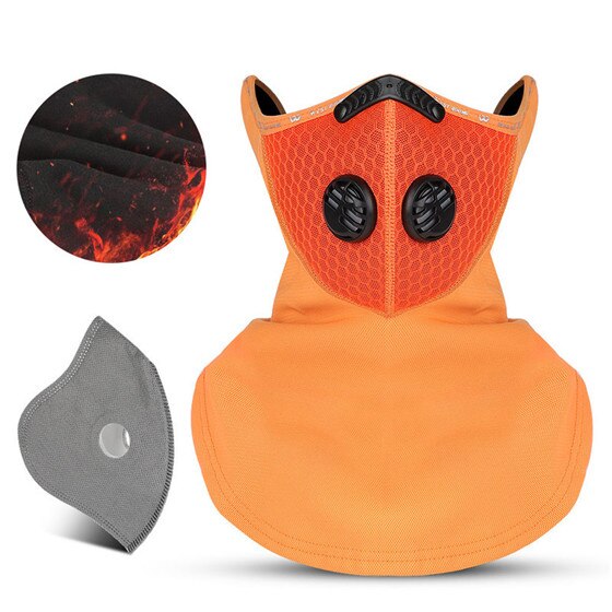 WEST BIKING Winter Ski Mask Cycling Skiing Running Sport Training Face Mask Balaclava Windproof Soft Keep Warm Full Face Mask: Orange Scarf filter