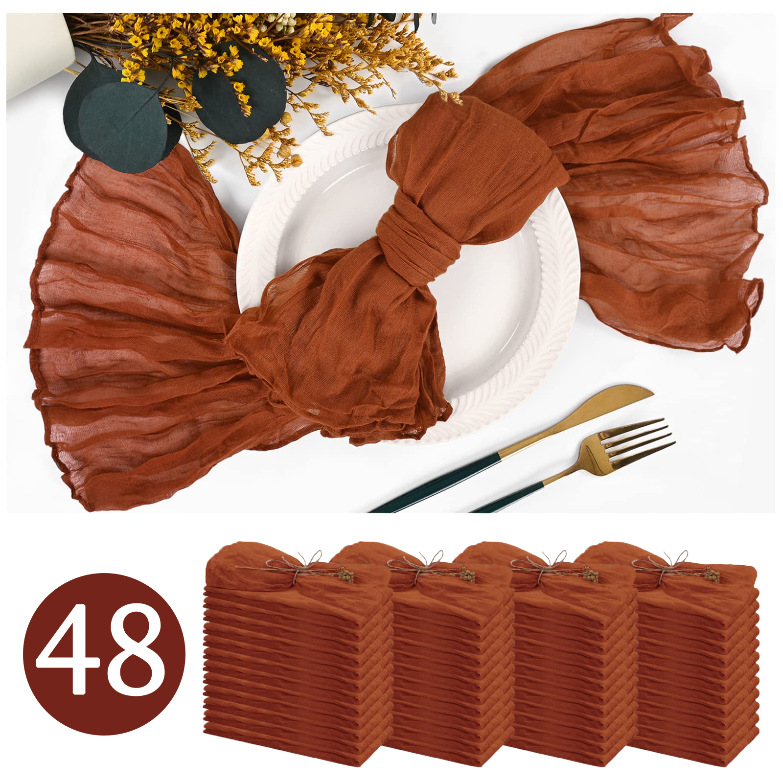 24-120 Stuks Salie Groene Bruiloft Servetten Doek Servetten Katoenen Gaas Handdoek 20Inch Servetten Dineren Placemats Feesttafel Decor: Licht Geel