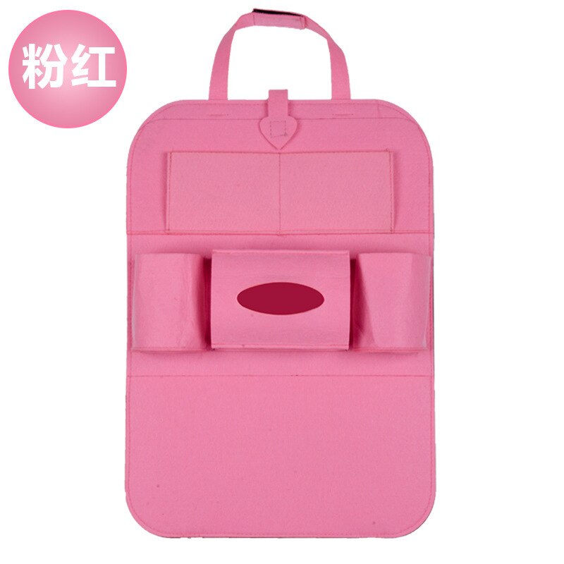 car Accept Bag Felt Chair Hanging Bag Automobile Back Pocket Function Vehicle Bag: Pink