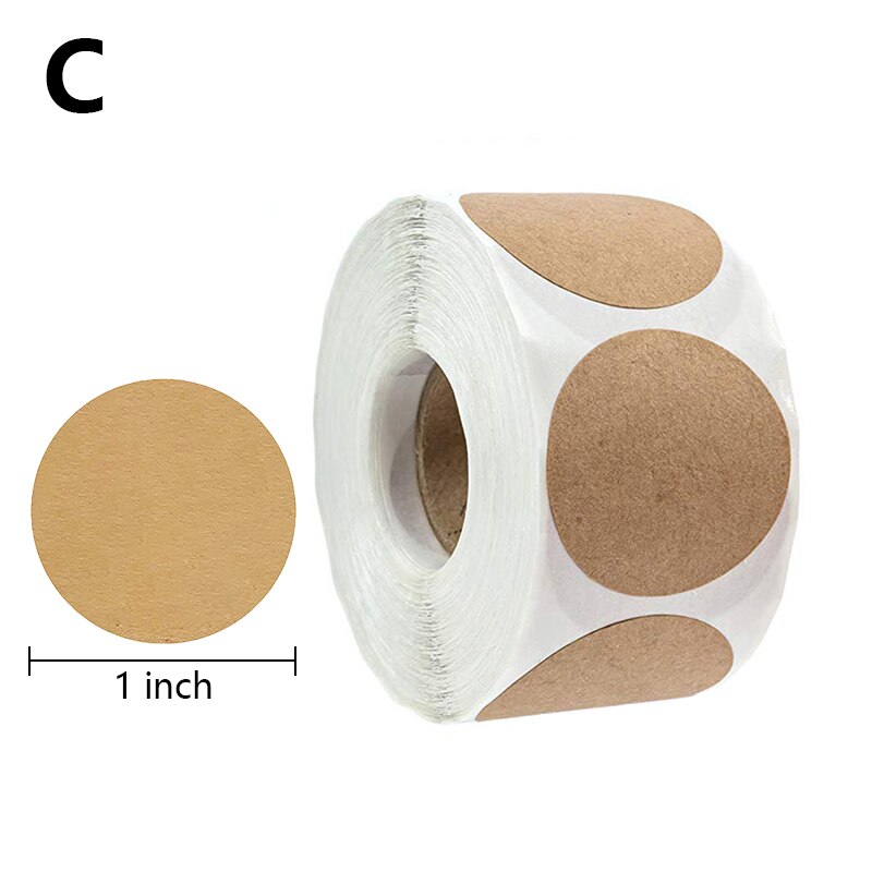 300Pcs Kraft Stickers Paper Labels Blank Christmas for Jar Candle Glass Bottle Office Food Classification Kitchen Sticker: C