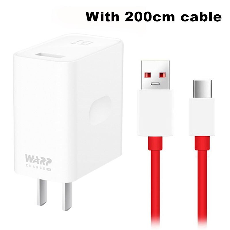 Original Oneplus 8 Pro Warp Ladegerät 30W Ladung Adapter One Plus 7 7t Pro 6 6t 5 5t 3 3t Smart Telefon 5V /6A 30 Lade USB Kabel: US with 200cm cable