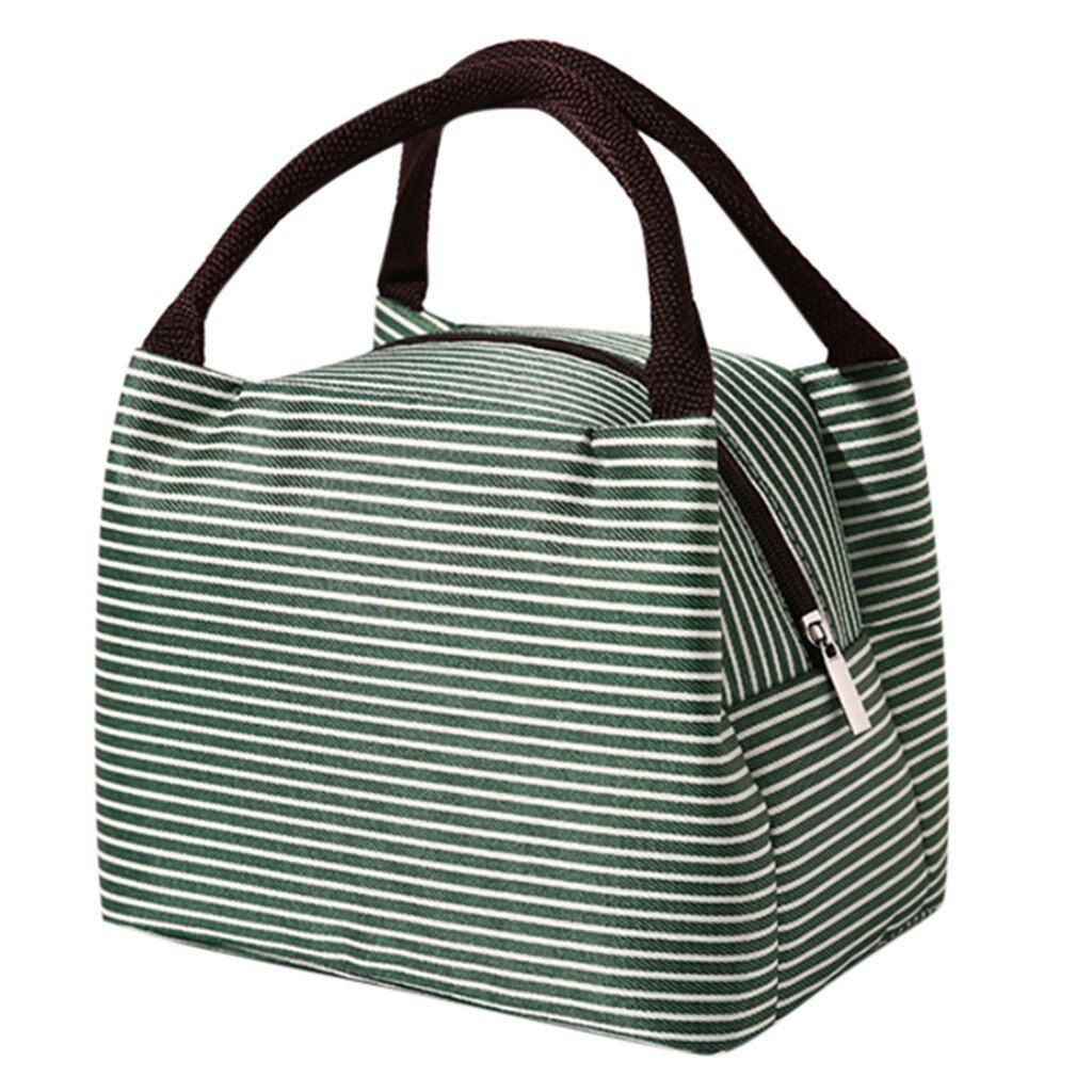 Lunchbox Draagbare Geïsoleerde Canvas Lunch Tas Thermische Voedsel Functionele Patroon Koeler Picknick Lunch Tassen Voor Vrouwen # l20: green