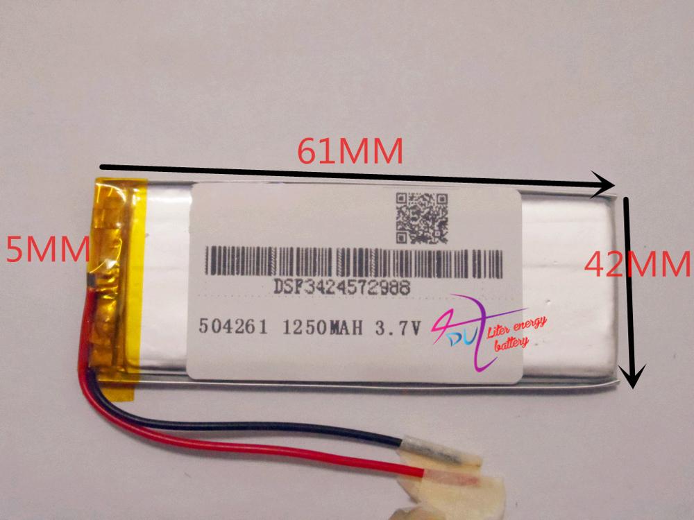 Hochwertiger 504261 3.7v 1250 -lithium-polymer-akku mit schutzplatine für digitalkameras, dvd-player, gps-geräte, tablets und pcs.