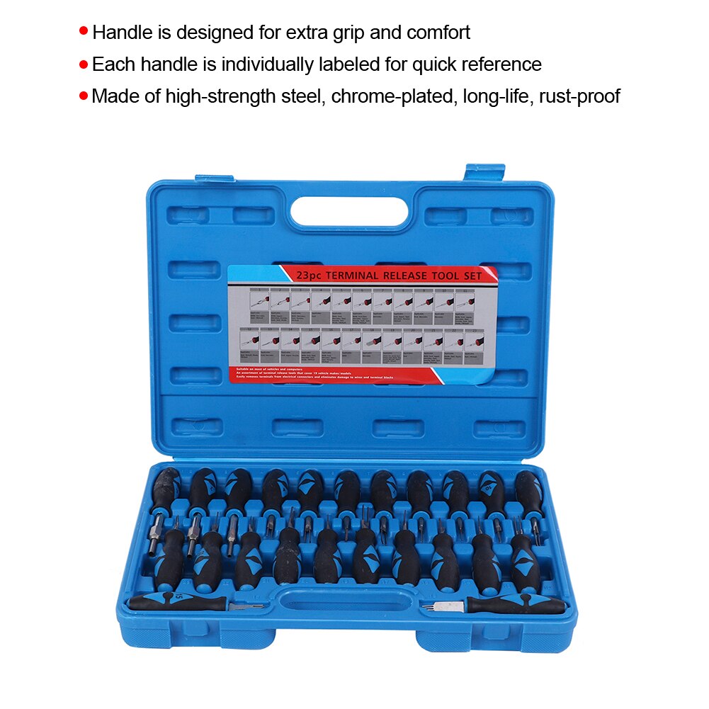 23pcs/Set Terminal Release Kit Wire Harness Electrical Removal Tool Car Repair Hand Tool Set Car Electrical Wiring Crimp