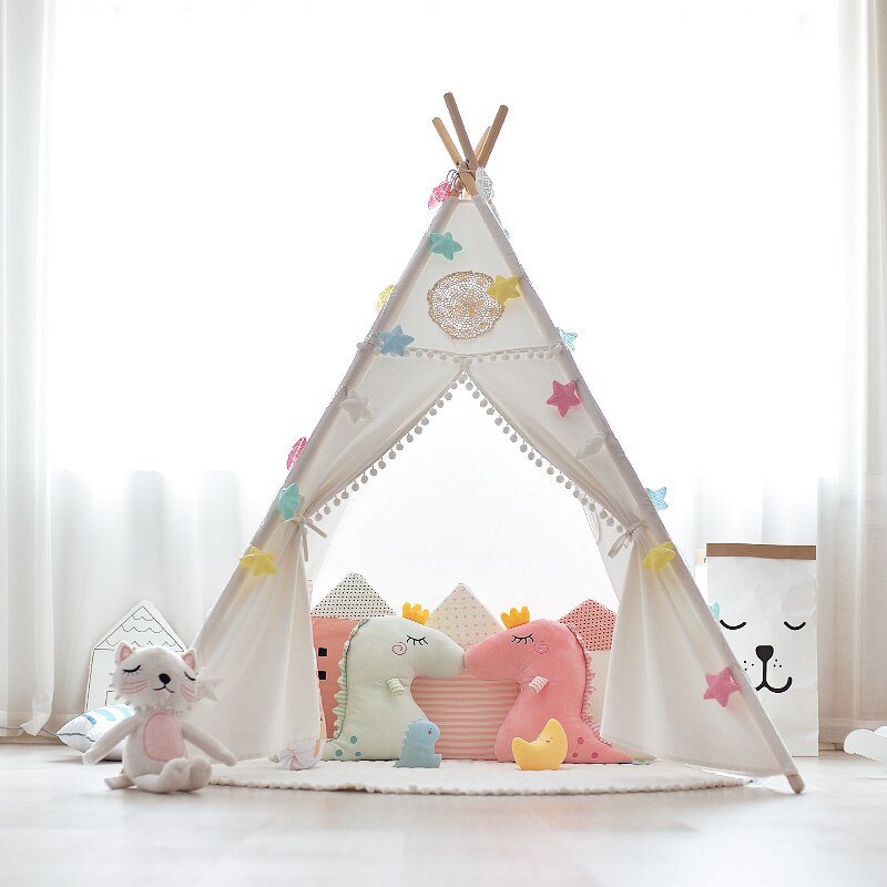 Canvas Teepee Play Tent Kids Indian Wigwam Playhouse Tipi Tee Pee Tent: Default Title