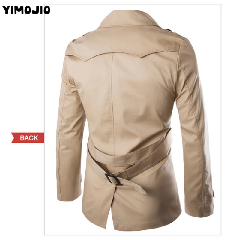 Herr trenchcoat herr mellanlång kappa smal casual coat herr solid justerbar midja manlig trench street wear stil vindrock