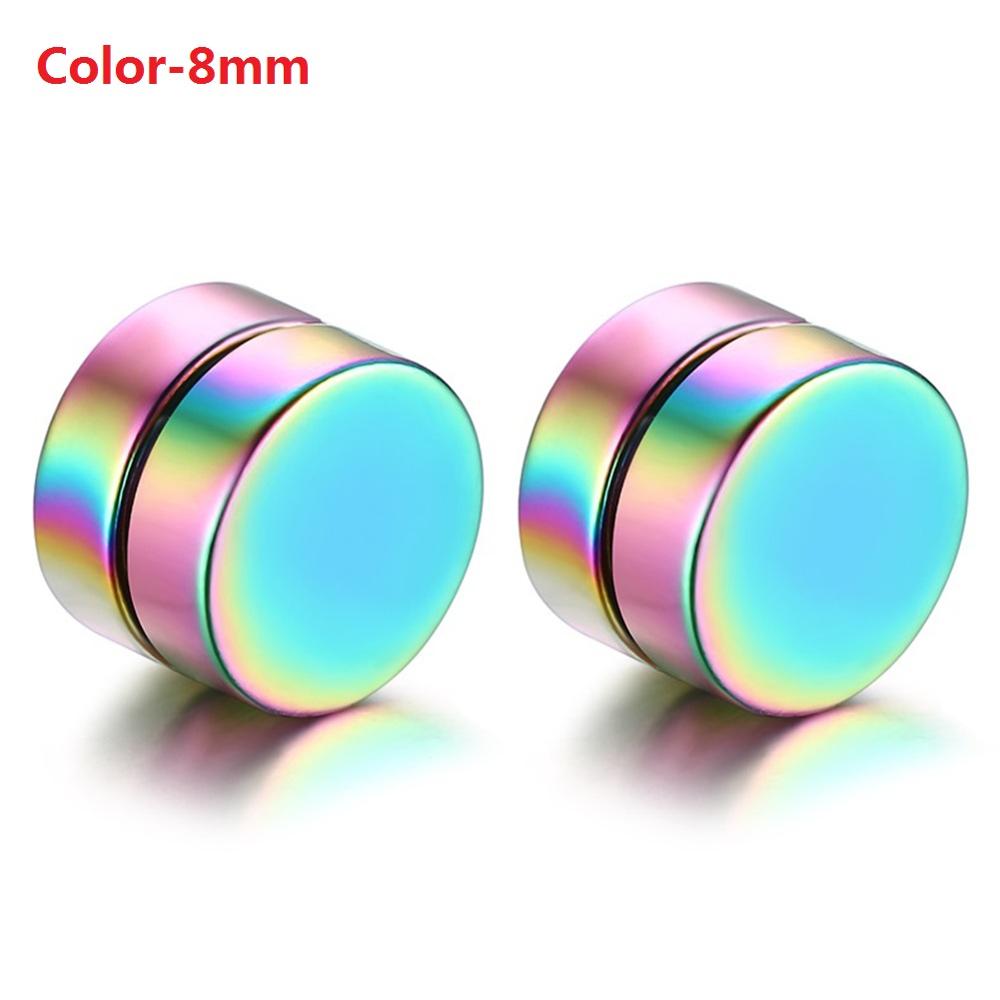 Boniskiss Roestvrij Staal Stud Oorbellen Voor Mannen Vrouwen Unisex Ronde Magneet Oorbellen Zonder Piercing Mode-sieraden: Color-8mm
