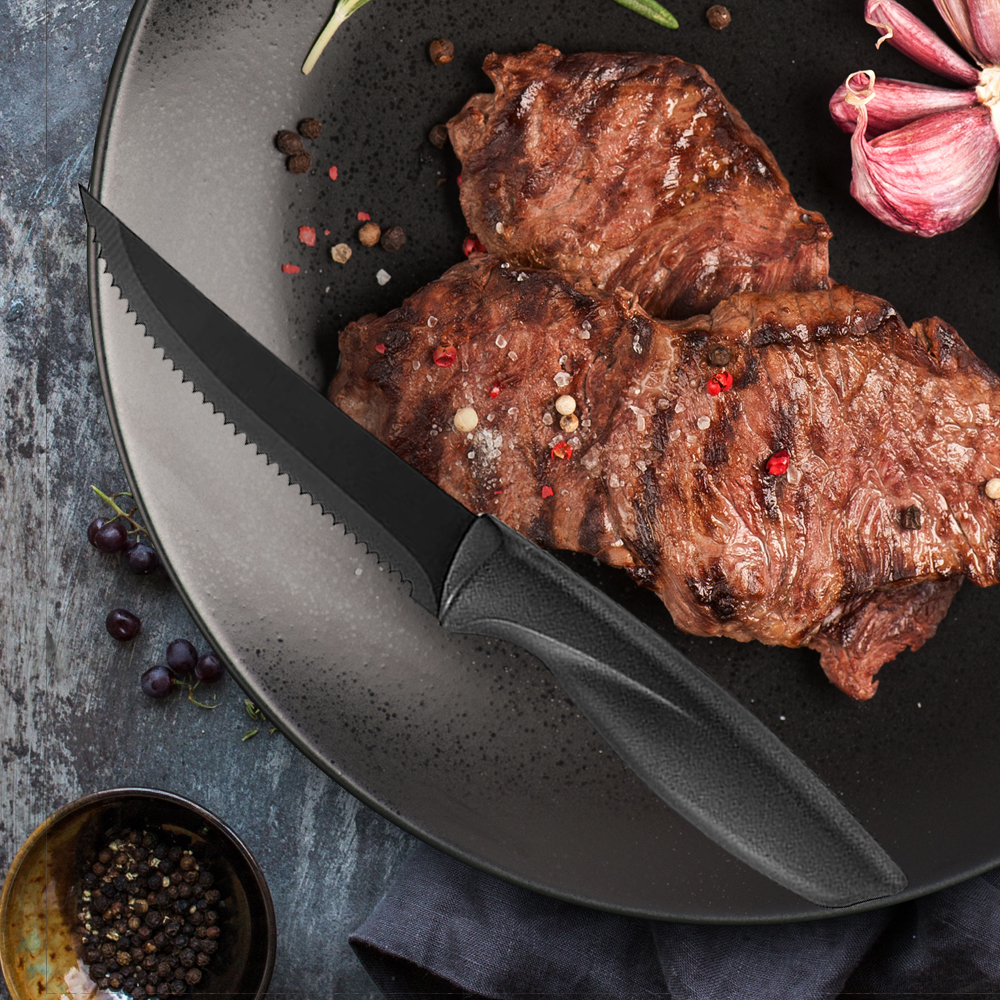 RZD cuchillo para carne de 4,5 pulgadas, juego de cubiertos de acero inoxidable para Chef, filo dentado, herramienta de vajilla para comida occidental