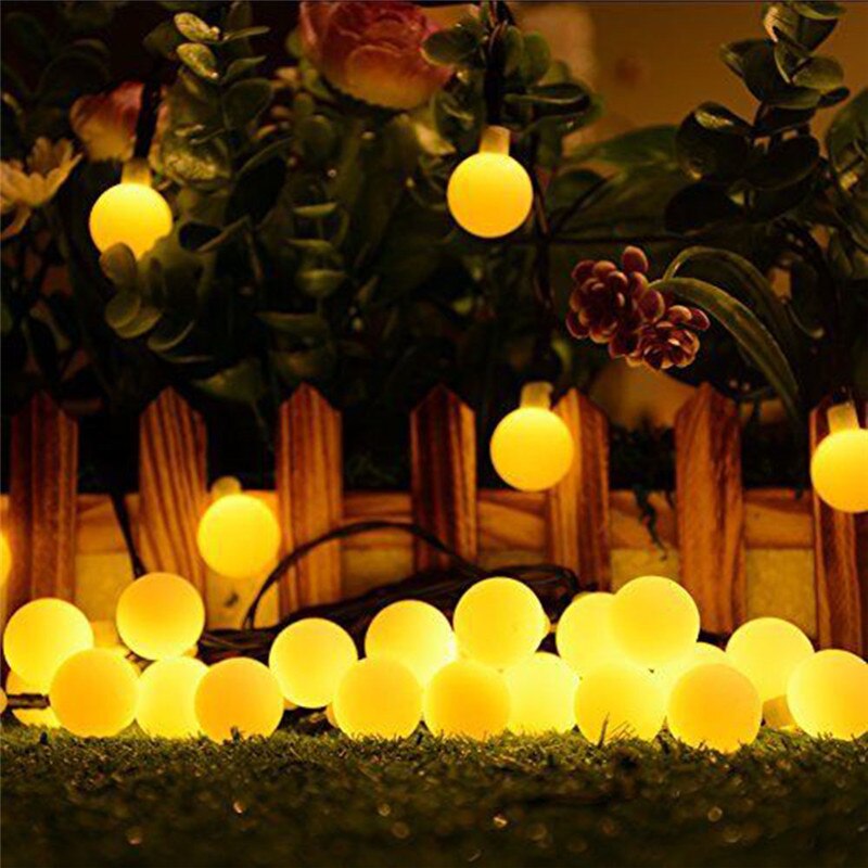 Solar lichtsnoer met 50 witte led-ballen, waterdicht, kerstverlichting voor een feestje, bruiloft of andere versiering.