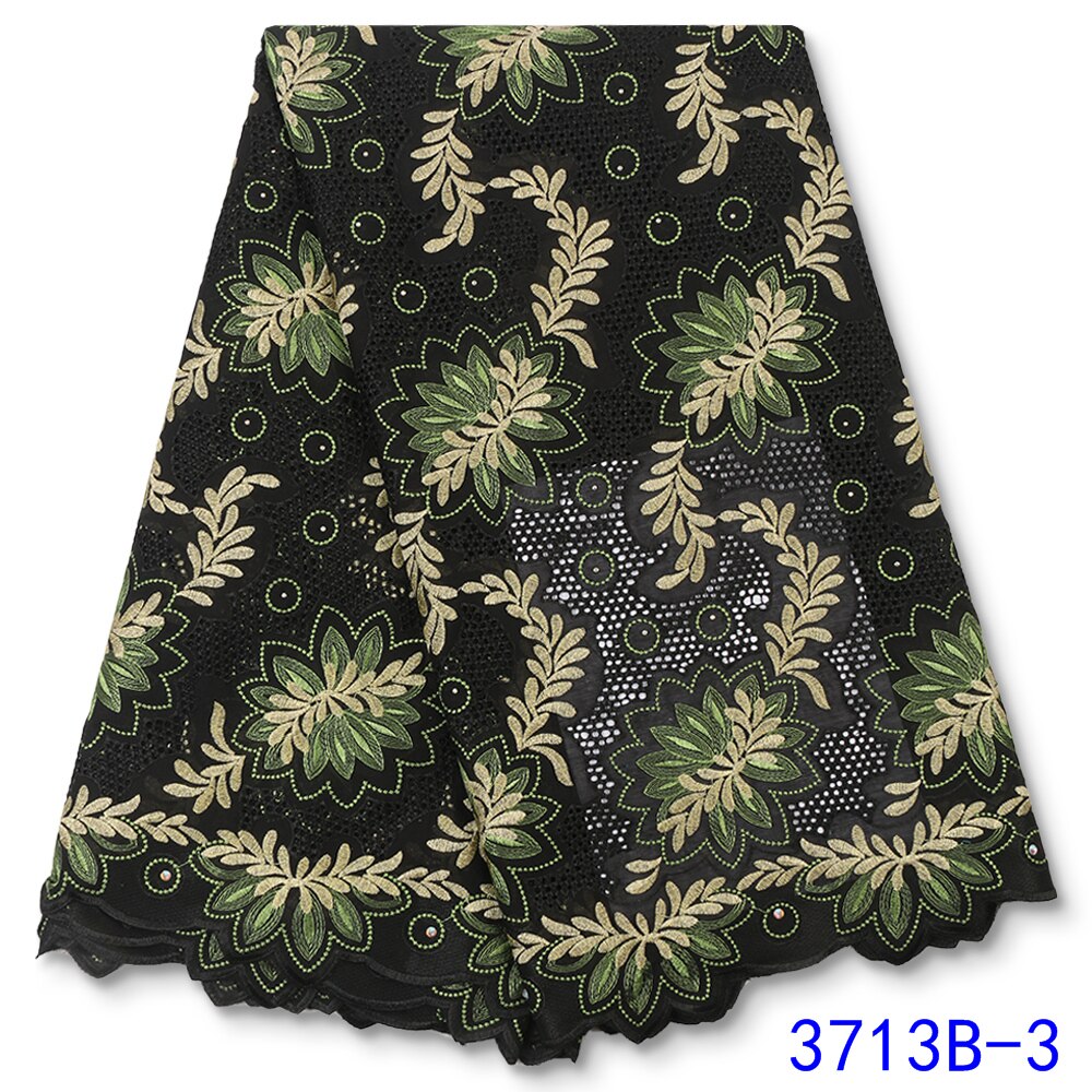 African Cotton Lace Fabric Lace Swiss Voile Lace Nigerian Dry Lace Fabrics With Stones Sewing YA3713B-1: Picture 3