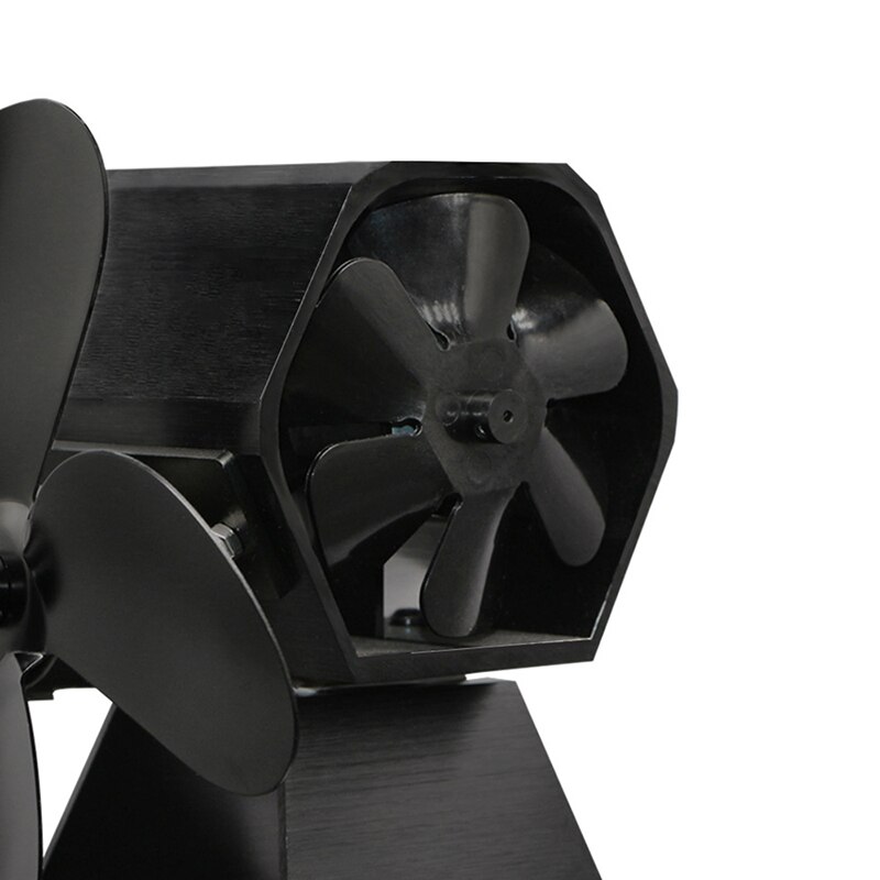 Zwarte open haard 4 bladen warmte aangedreven kachel ventilator houtkachel milieuvriendelijke stille ventilator thuis efficiënte warmteverdeling