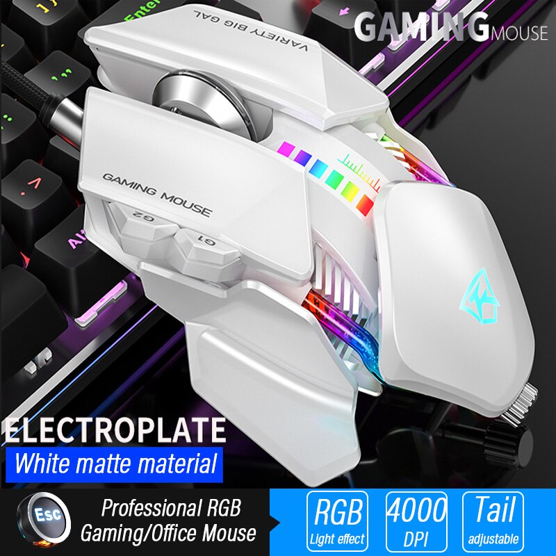 Ergonomic Gaming Mouse Computer-Mice Gamer Wired Laptop Usb-Cable Optical Adjustable Tail Mouse Mouse Gamer 4000DPI: 002