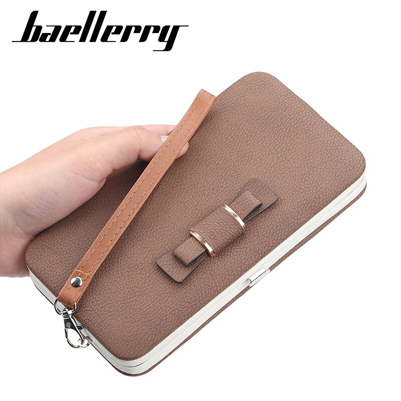 Baellerry Wallet Women Metal Frame Snap Button Coin Purse Mobile Phone Bag Bow Female Bag Good Support Name Engraving