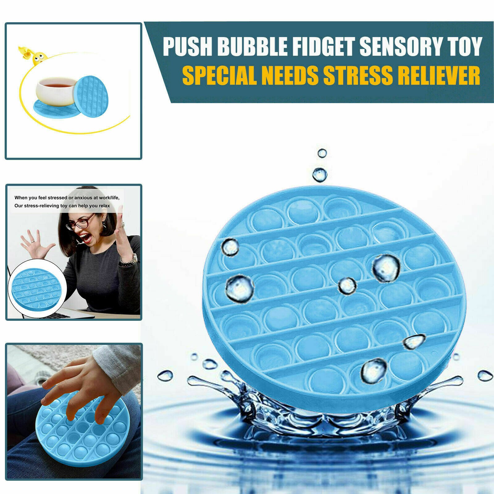 Push pop Bubble Fidget Sensory Toy Stress and Anxiety Relief for Homeschool & Office, Good for Kids with ADD, ADHD or Autism