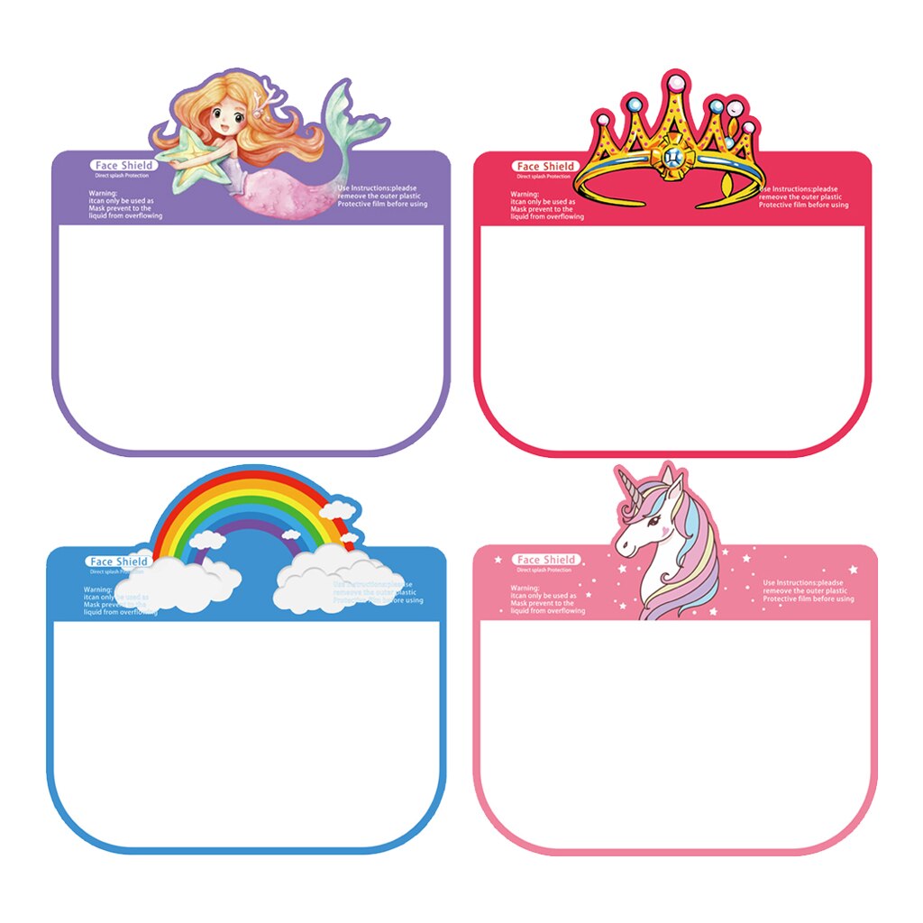 Cartoon Kids Children Safety Elastic Full Face Shield Nursery Kindergarten Protection Washable Clear Visor Cap Headwear