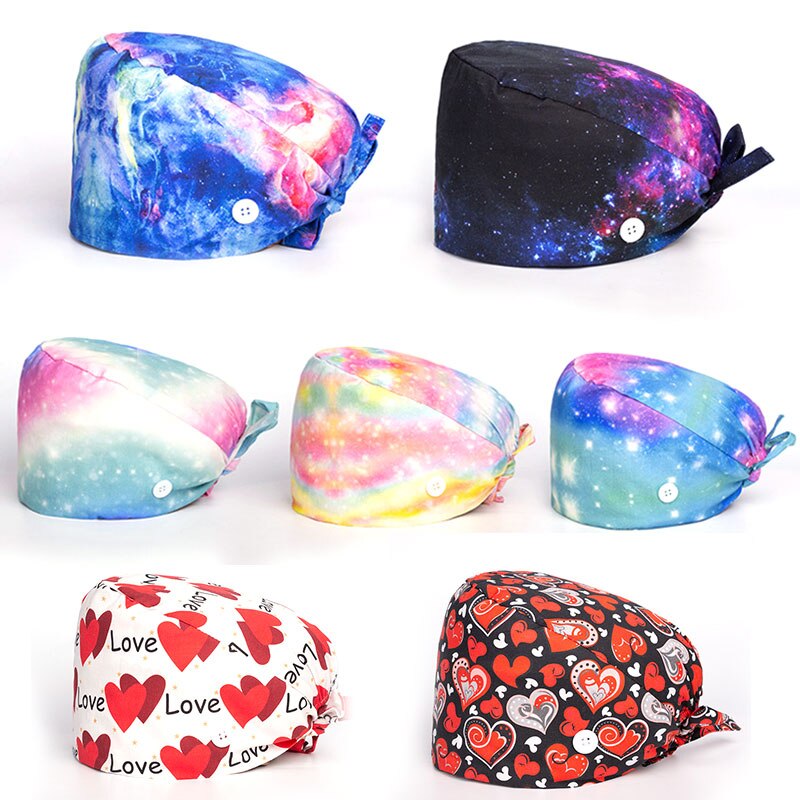 Damska sala operacyjna kapelusze apteka czapka pielęgniarska laboratorium sklep zoologiczny czapka lekarska Surgicals kapelusz dla obu płci kwiatowy sala operacyjna kapelusz