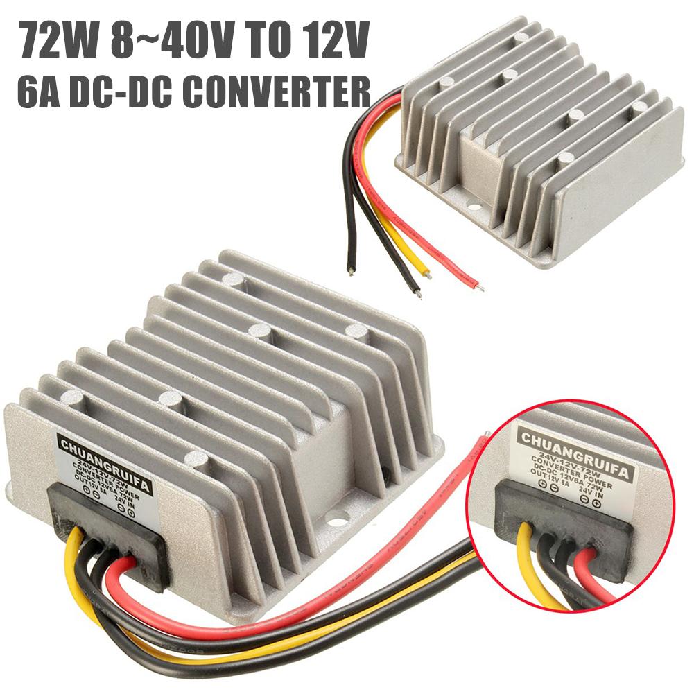 Dc spenningsstabilisator 12v 6a 72w kjøretøy strømomformer vanntett nedtrappingsmodul bil strømforsyning regulator omformer
