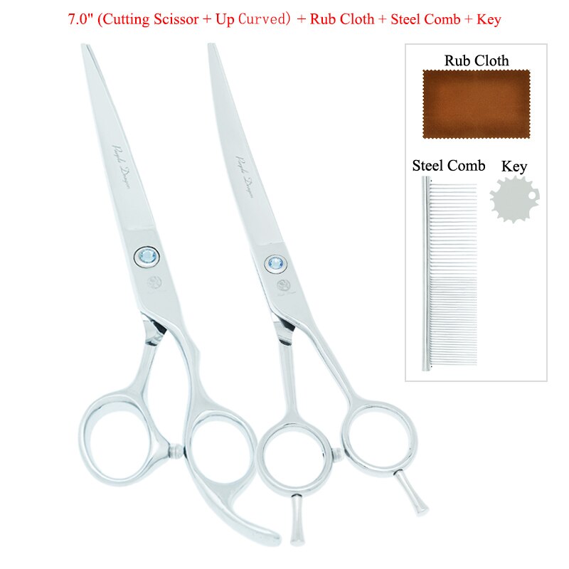 7 inch Purple Dragon Pet Scissors Japan Steel Dog Fur Cutting Thinning Shears Animal Curved Grooming Clipper Dog Supplies B0013B: B0013B-11-70