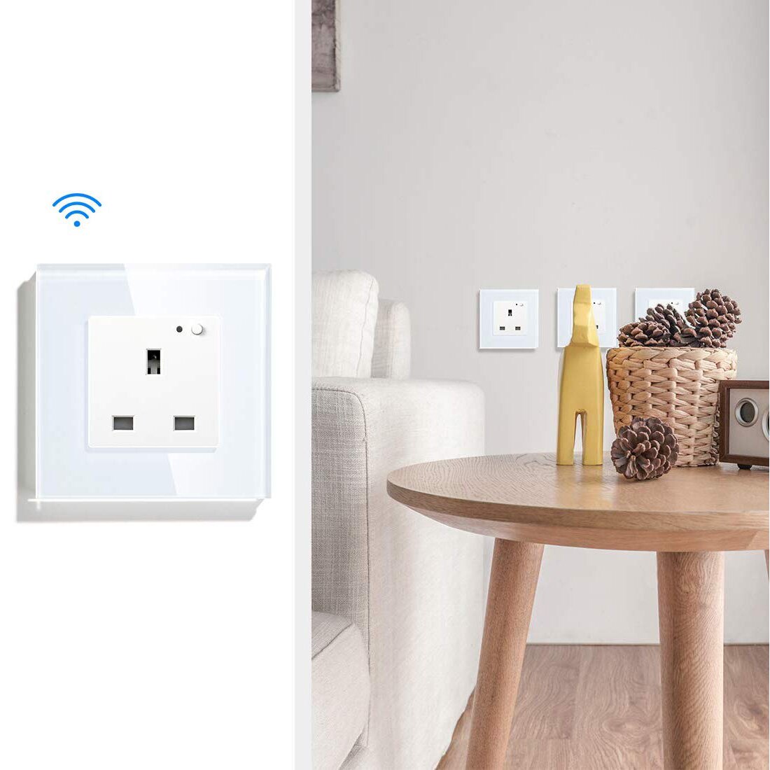 WiFi Smart Stopcontact UK Elektrische Stekker Gemonteerd Outlets 13A Swtiches App Remote Voice Control Timer werk met Alexa Google thuis