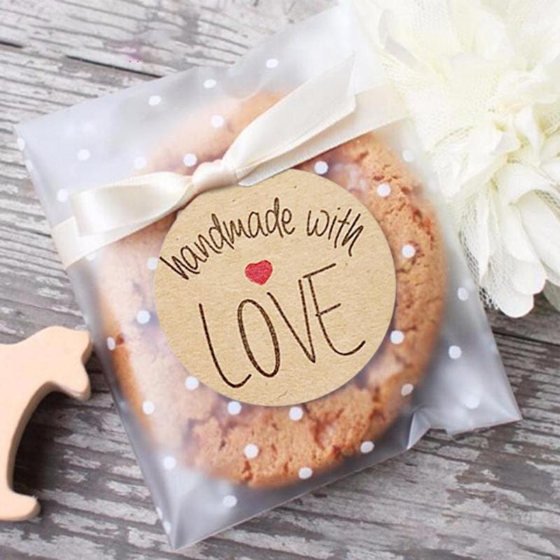 500 Labels/Roll Handmade Cake Packaging Sealing Label Kraft Sticker Baking DIY Stickers Scrapbooking Baking Decoration