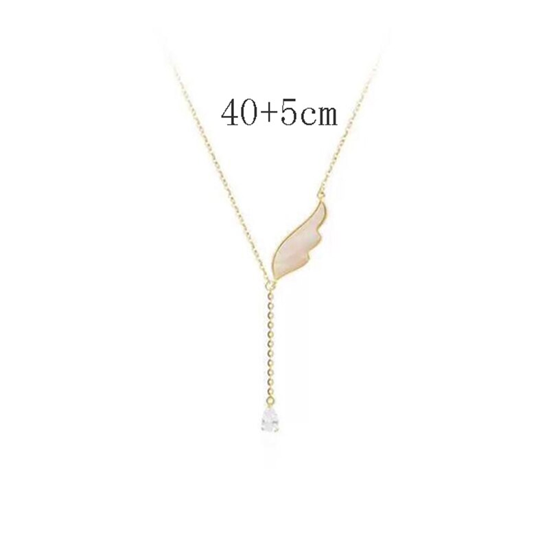 Delicate Angel Wing Shell Charm Ketting Met Zirkoon Kwastje Ketting Hanger Sleutelbeen Keten Ketting