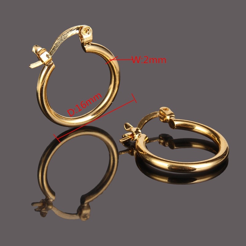18 K Yellow Solid Gold Oorbel Mode Korte Model Earring Golden Sieraden Goud G/F