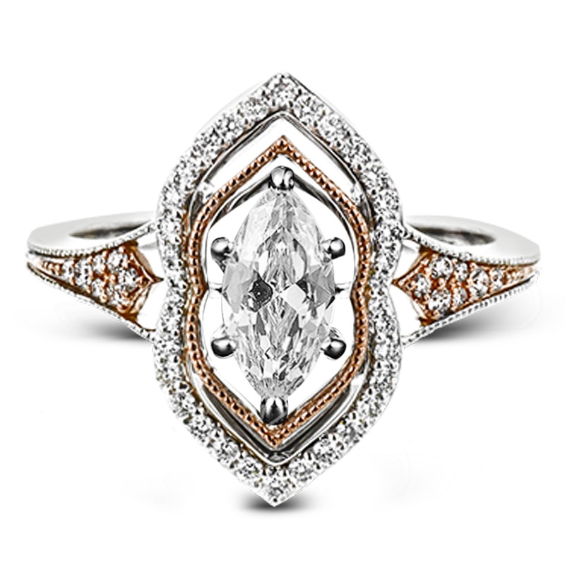 Huitan Mode Geometrische Vorm Vrouwen Ring Rose Goud/Zilver Kleur Mix Trendy Bruiloft Luxe Lady Ring Sieraden shine Cz