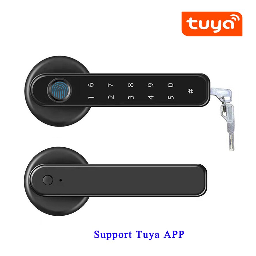 Tuya APP Remote Control Intelligent Fingerprint Password Single Latch Deadbolt Lock: Black Tuya