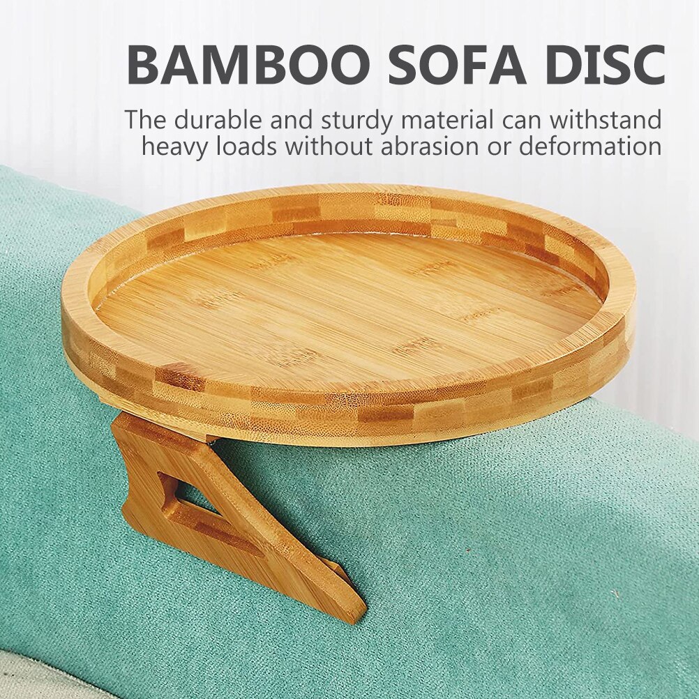 Household Couch Tray Bamboo Arm Tray for Sofa Couch Snacks Table Dessert Serving Tray