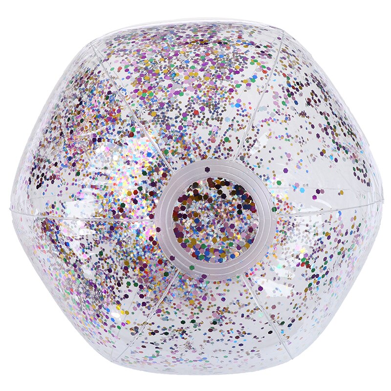 Kinder Bling Transparent Schwimmen Ball Spielzeug Runde Aufblasbare Pailletten Innen PVC Strand Ball Schwimmen Pool Schwimm Spielzeug