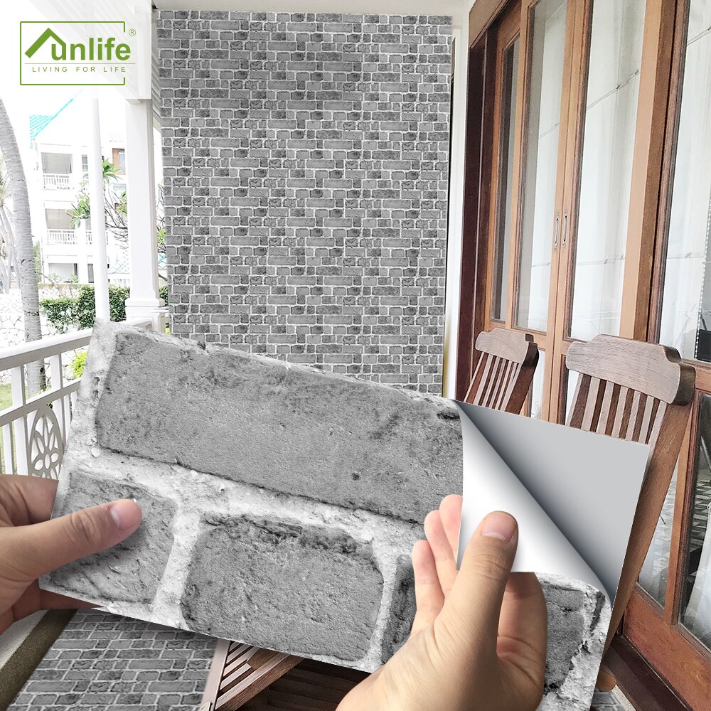 Funlife® 20x10cm Waterproof Self-adhesive DIY Backsplash Black and White Brick Tile Sticker for Fireplace Kitchen Bathroom Decor: 20x10cmx27pcs 0.5sqm