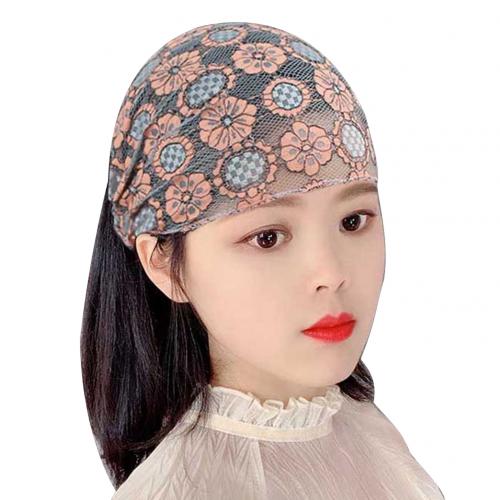 Vrouwen See Through Floral Lace Stretch Brede Head Band Haarband Bandana Headwrap: Oranje