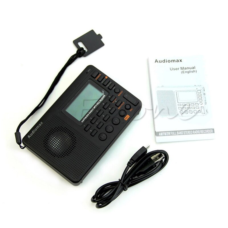 Digital Tuning LCD Receiver TF MP3 REC Player AM FM SW Full Band Radio Portable