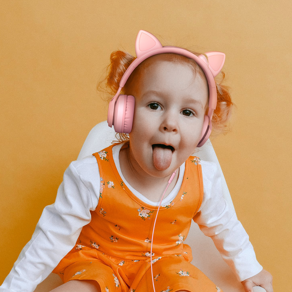 Słuchawki przewodowe ucho kota słuchawki douszne dla dziecka Kid Girls Boys 85db tryb dla dzieci ochrona słuchu słuchawki nauszne do telefonu Laptop