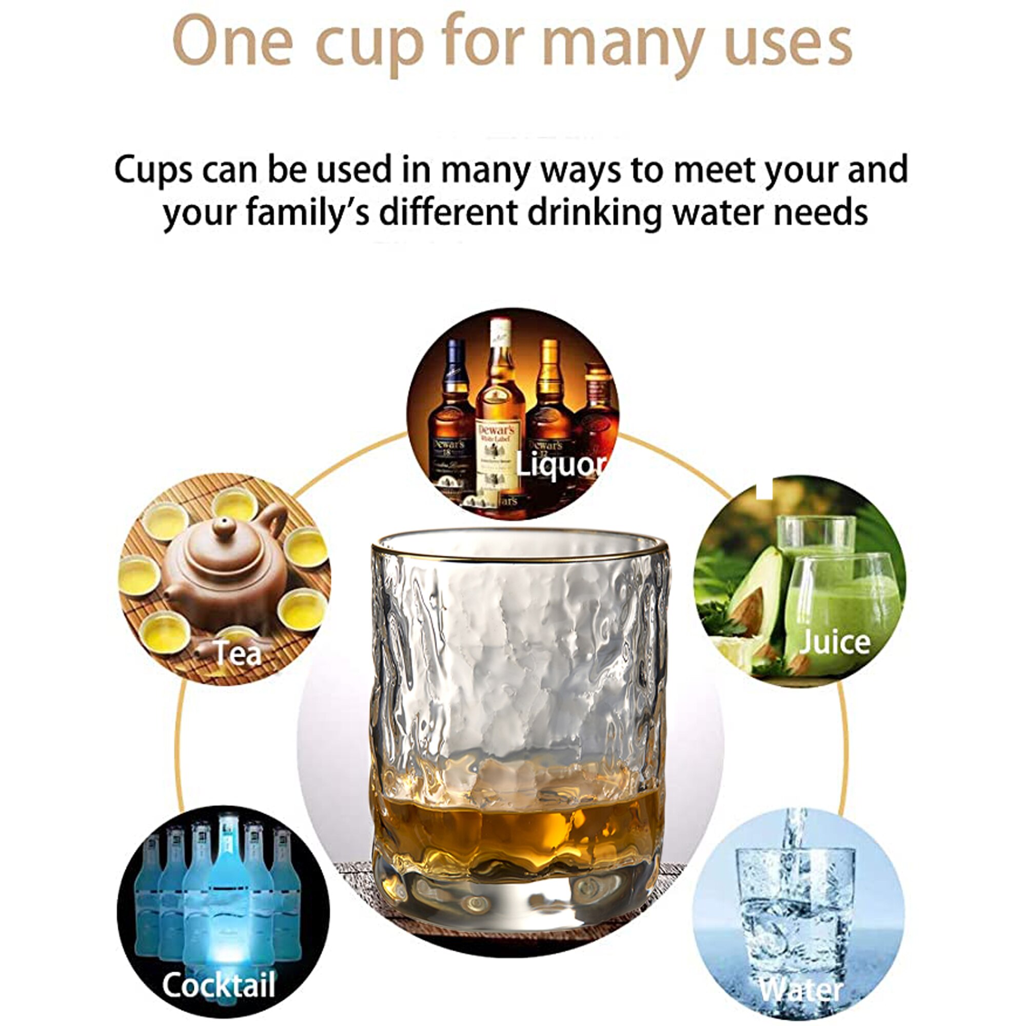 Old Fashioned Glasses, Whiskey Glasses Set of 4, 10 oz Rocks Lowball Bar Glasses For Scotch, Stemless Wine Glass