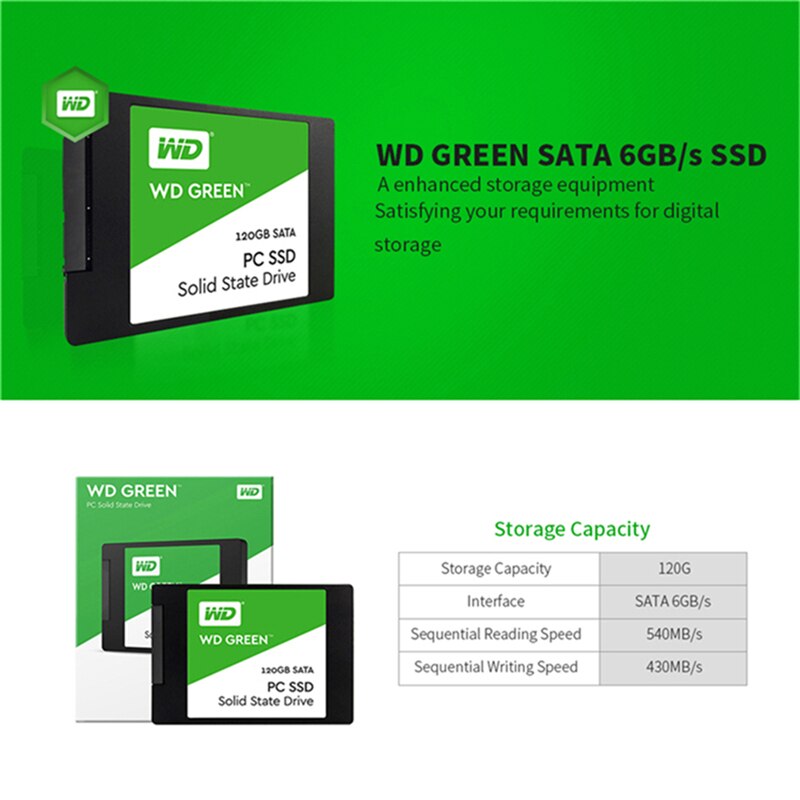 Western Digital WD SSD GREEN PC 120GB 240GB 480GB Internal Solid State Drive Sabit Hard Disk SATA3 6GB/s for Laptop