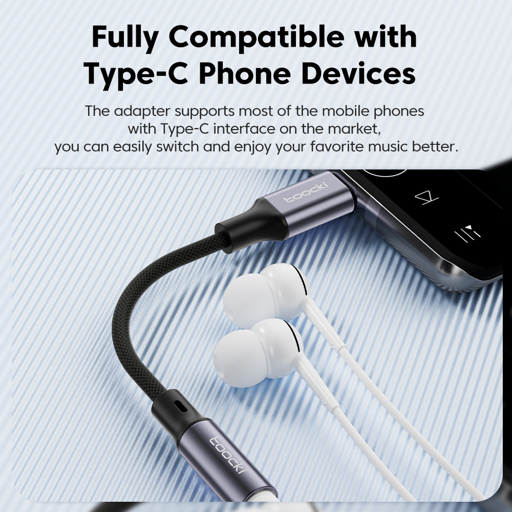 Toocki Typ C do 3,5 mm gniazda słuchawkowego AUX USB C Kabel słuchawkowy Adapter 3,5 Jack Kabel audio do Huawei P20 Xiaomi Mi 13 Samsung