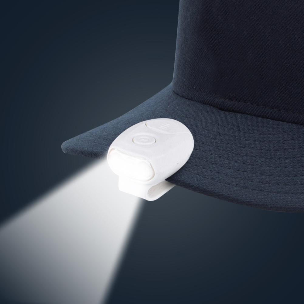 Casquette de pêche en plein air avec lumière Led, chapeau avec Clip, lumière de tête, Baseball, lampe de poche, Camping: White