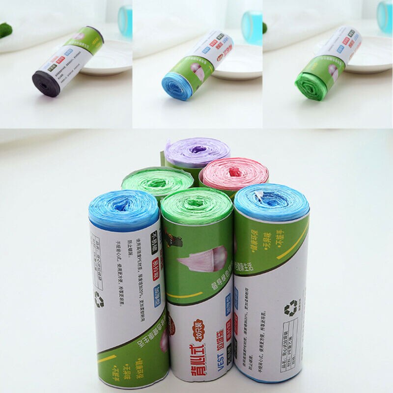 Rubbish Garbage Bin Liners Kitchen Toilet Black Waste Trash Bags Kit With Handle Vest Type Trash BAGS