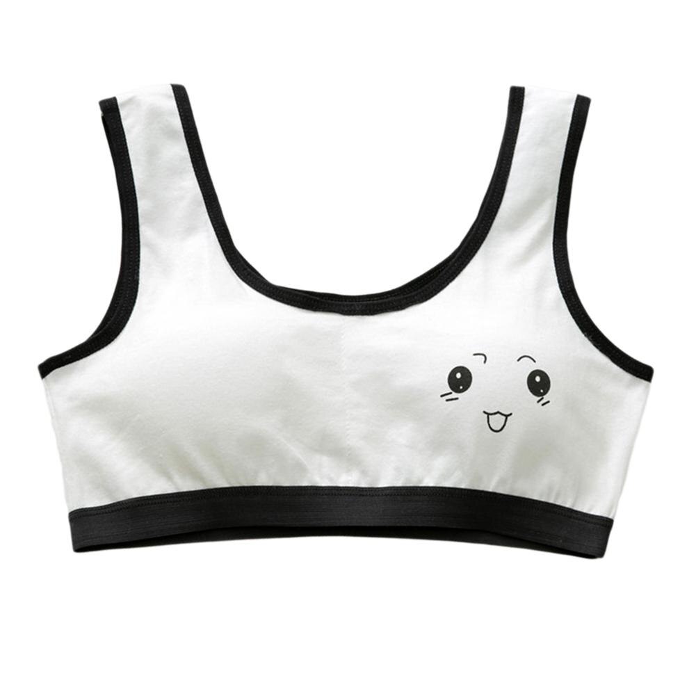Kidlove Women Cute Cartoon Girl Bra Soft Cotton Underwear Teenage Training Casual Bra for Students 6-12 Years Adolescente