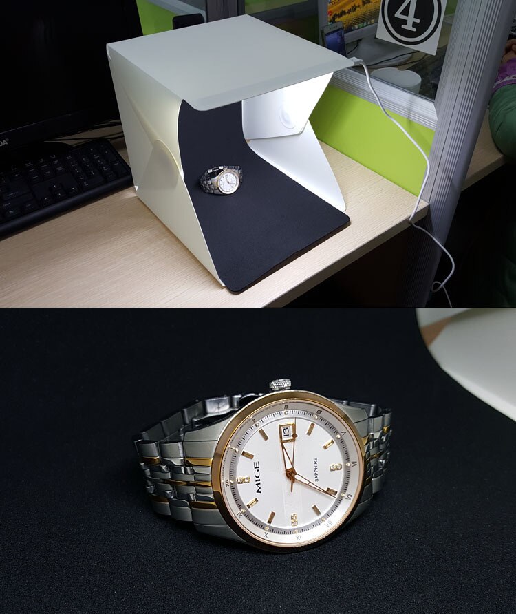 USB Mini Studio Soft Light Box LED Camera Portable with Black and White Photography Backdrop