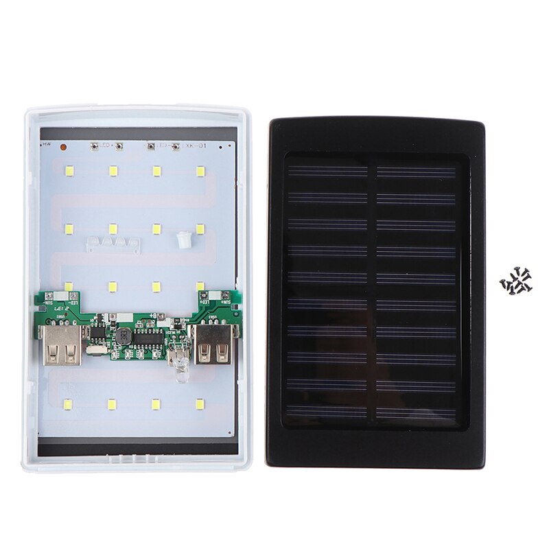 Dual Usb Led Licht 5-Cell 18650 Battery Charger Box Solar Power Bank Diy Case Kit: Black