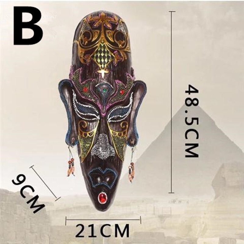 3D Resin Hand-Painted Crafts African Mask Personality Retro Wall Hanging Decoration Home Living Room Bar Decoration