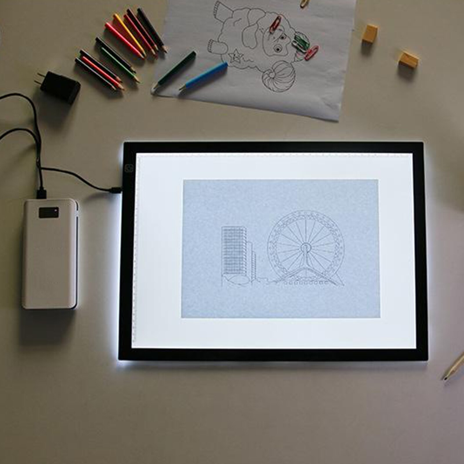 Tracing Light Box A4 LED Light Pad Tracer Copy Board Tracing Light &USB Cable